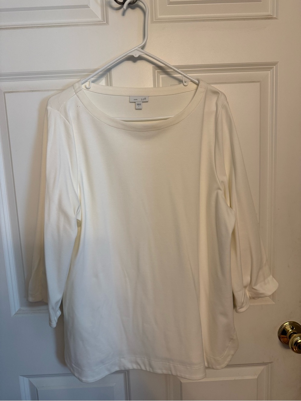 J. Jill Cream Long-Sleeve Boatneck Top